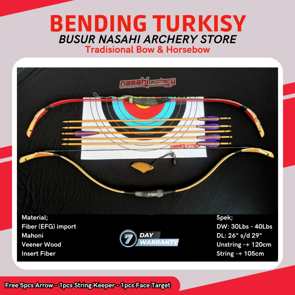 PAKET BUSUR PANAH BENDING TURKISH - Tradisional Horsebow - EFG Fiber