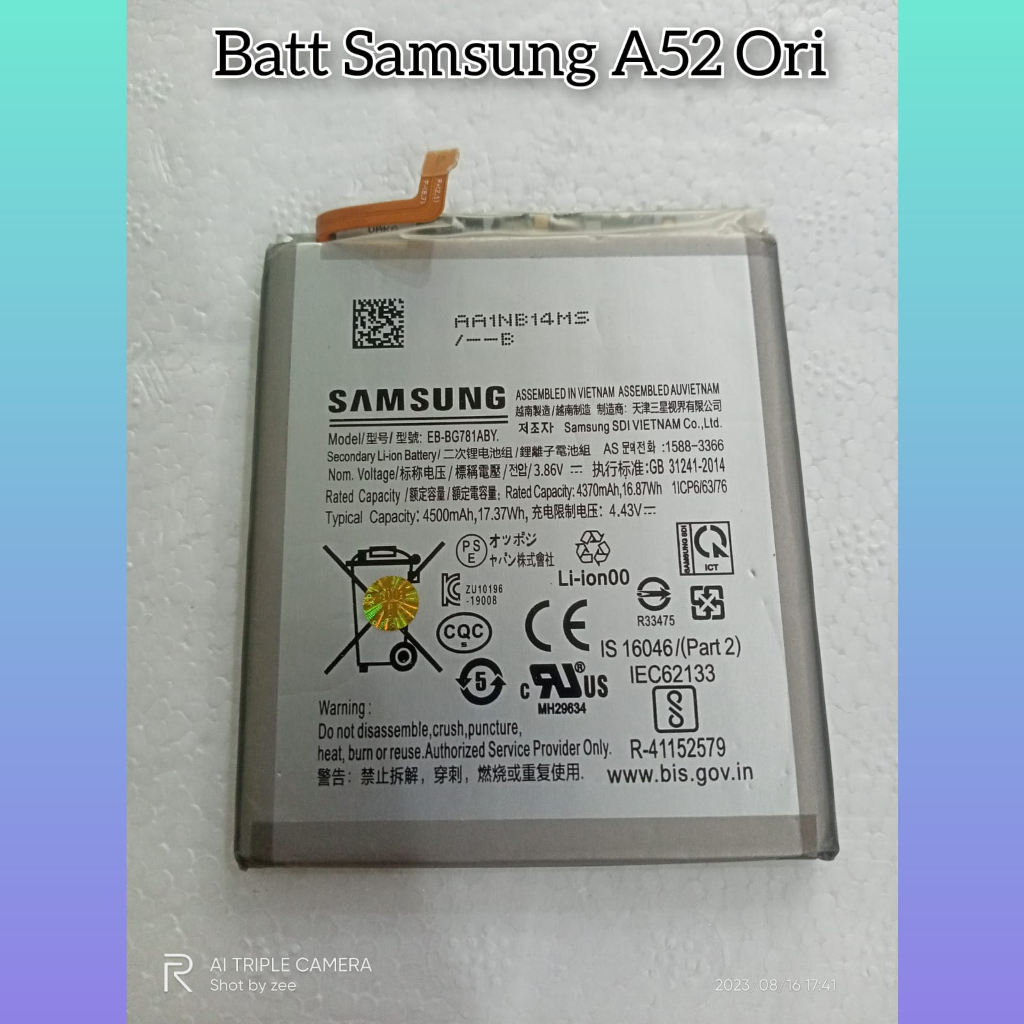 Battery Baterai Batt Samsung A52 EB-BG781ABY Ori Batre Samsung A52 Original