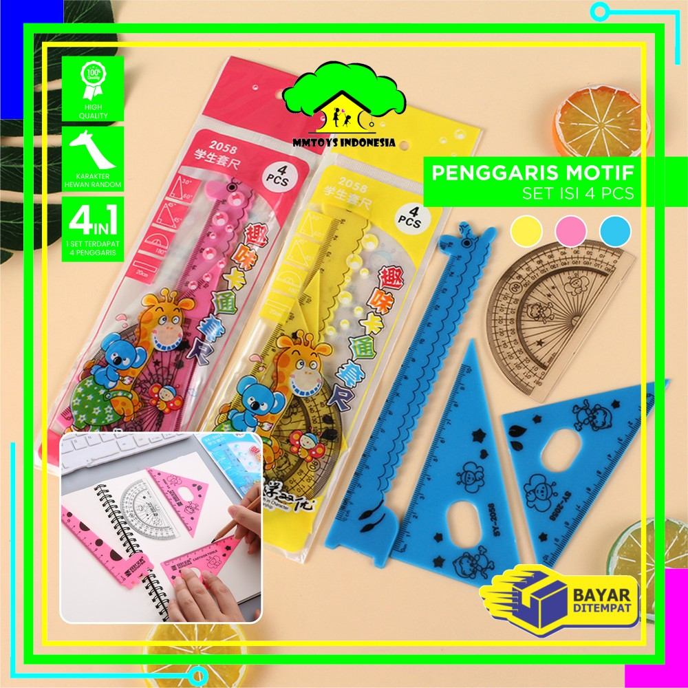 

MI-A66 Penggaris Plastik 15cm Set Isi 4 Alat Tulis Sekolah Kantor Karakter Motif Jerapah / Penggaris Matematika Pengaris Garisan Penggaris Set / Ruler Set