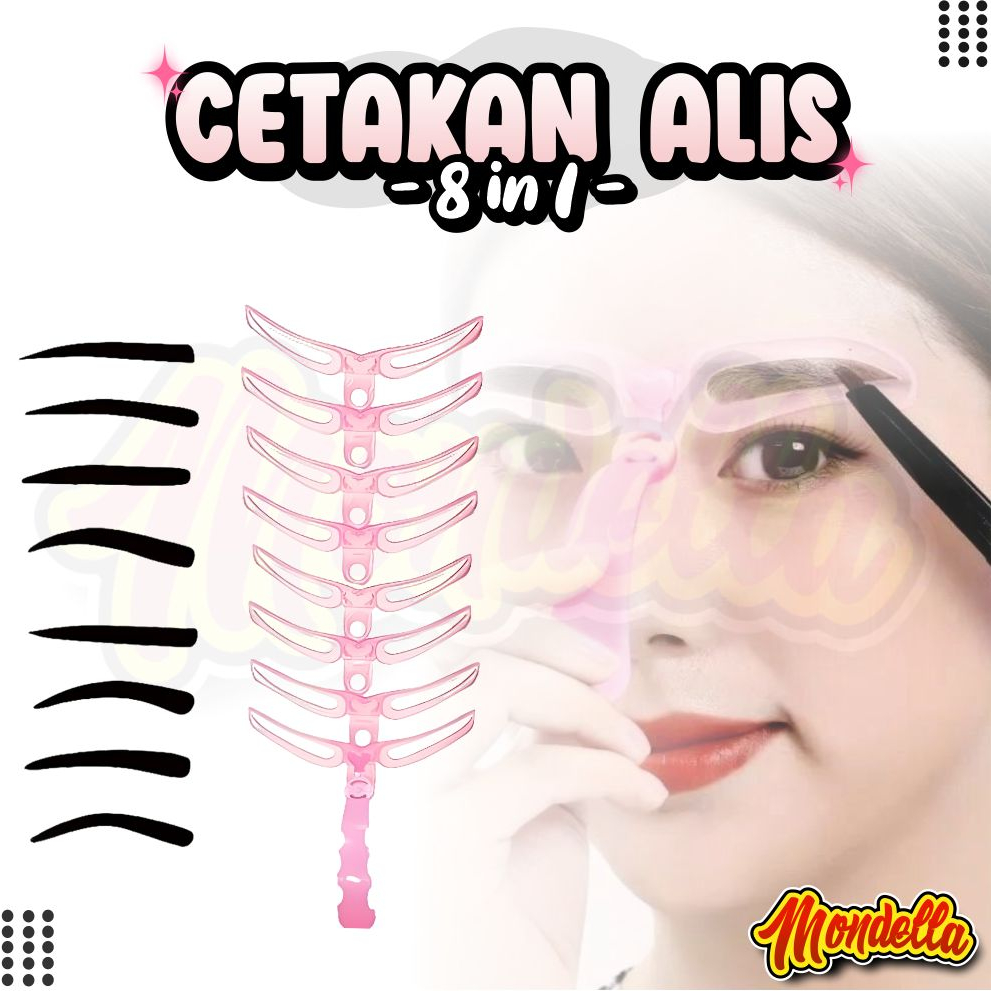 Cetakan Alis Gagang 8 In 1 Eyebrow Template Kit Praktis 8in1 Pencetak Alis 8 Bentuk Alis Stamp Alis 