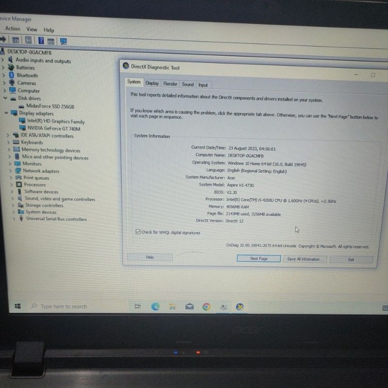 laptop Acer V5-473G i5-4200U RAM 4GB SSD 256GB 15-inch