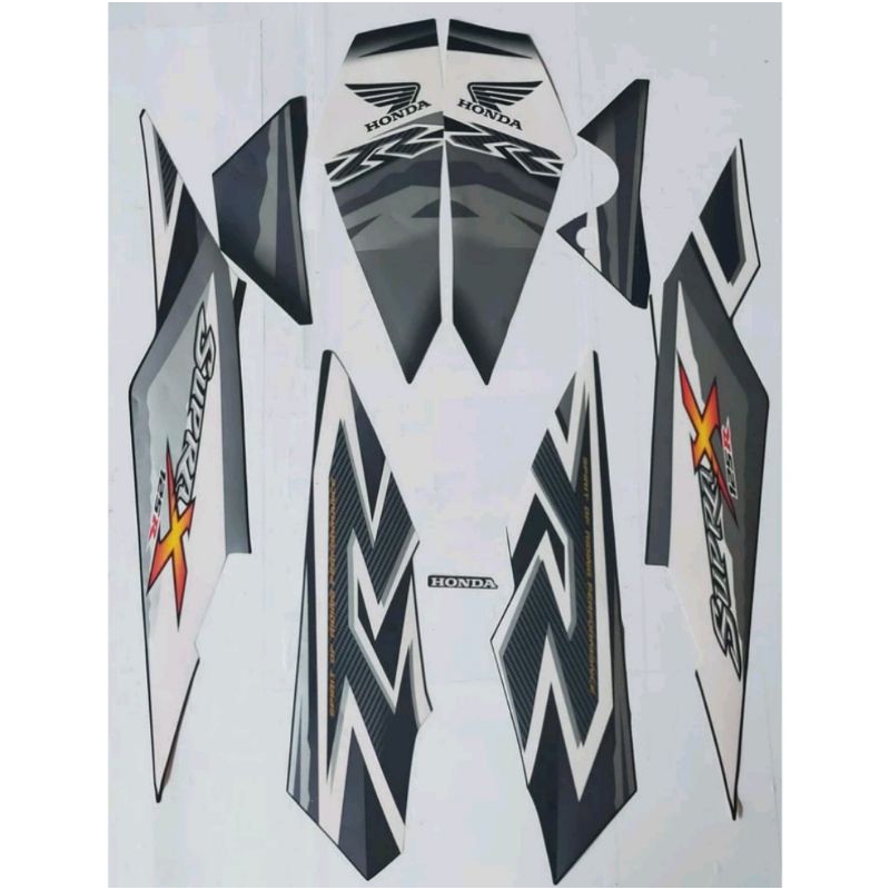 STRIPING STIKER LIS BODI HONDA SUPRA X 125 R 2012 STRIP HITAM ABU ABU