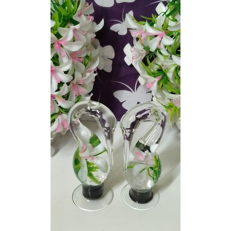 Hiasan angsa dekorasi rumah kaca kristal dll