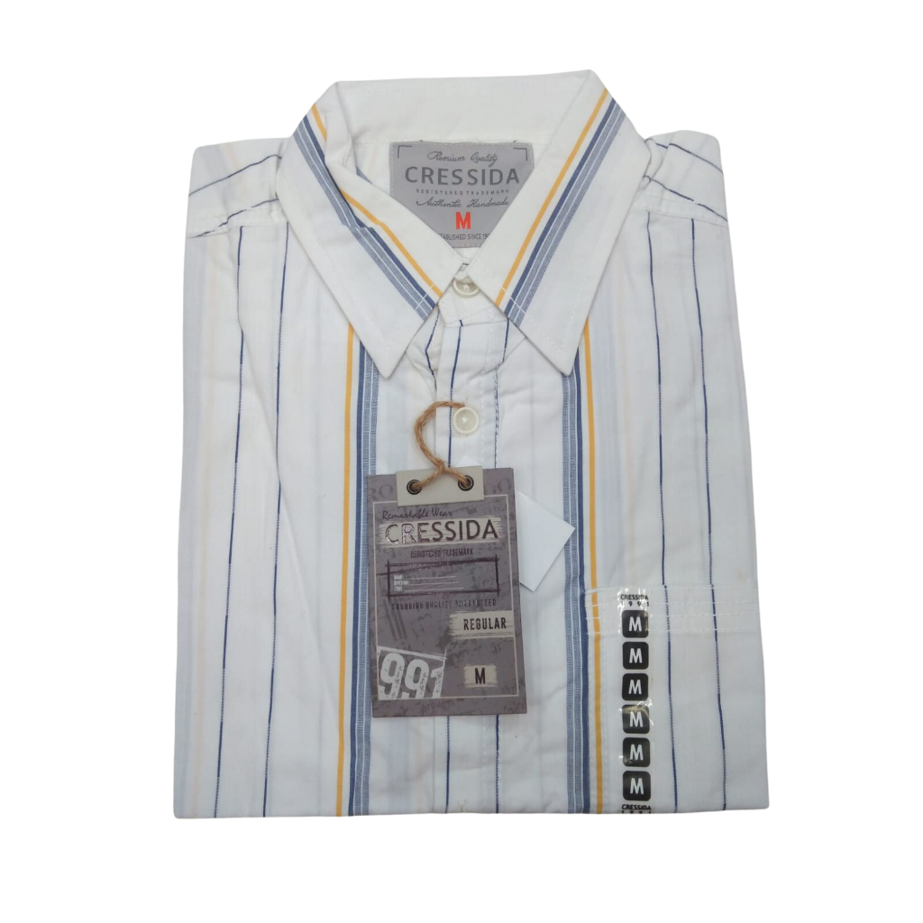 SumberRejekiJeans - Baju Pria CRESSIDA FG266 REGULER - Kemeja Casual Putih Lengan Pendek Katun Halus