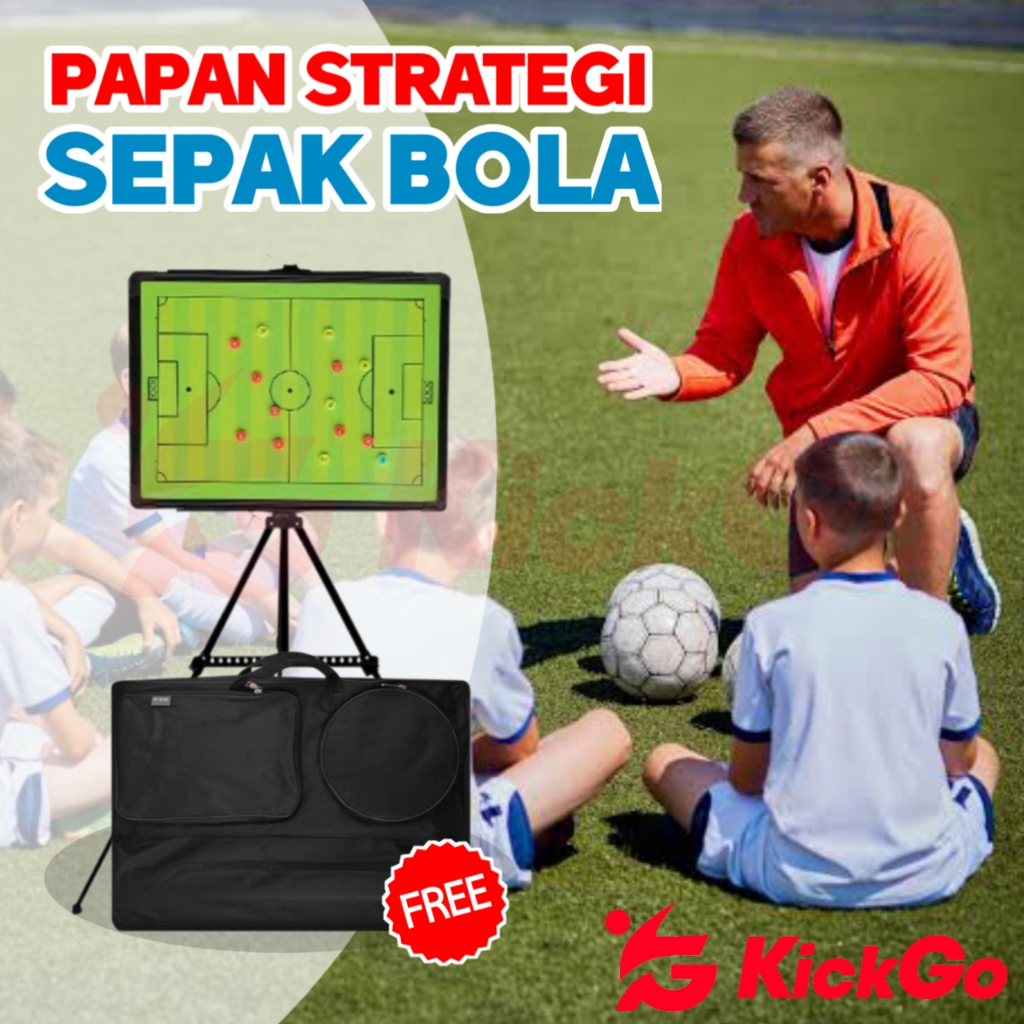 KickGo Papan Strategi Taktik Sepak Bola Magnetik Dengan Tripod dan Tas Tactic Soccer Football Board