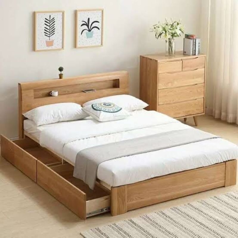 DIPAN TEMPAT TIDUR JATI MINIMALIS 140x200