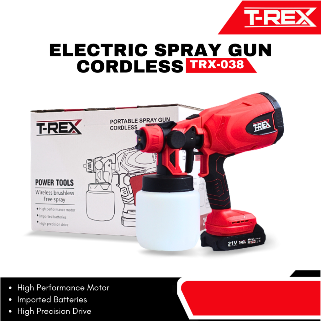 T-REX PISTOL SEMPROTAN CAT LISTRIK TANPA KABEL CORDLESS Electric Spray Gun ELECTRIC Spray Gun Paint 