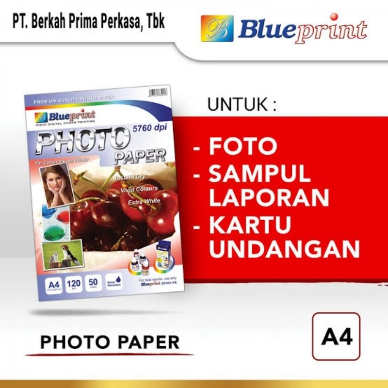 

Kertas Foto A4 Blueprint Glossy Photo Paper 210 Micron 20 Lembar Barang Sisa Cuci Gudang