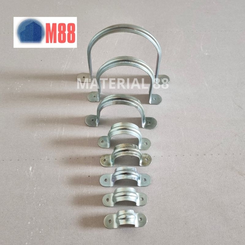 Klem Omega 1/2 inch Galvanis - Klem Besi Pipa PVC Pralon 0.5 1/2inch