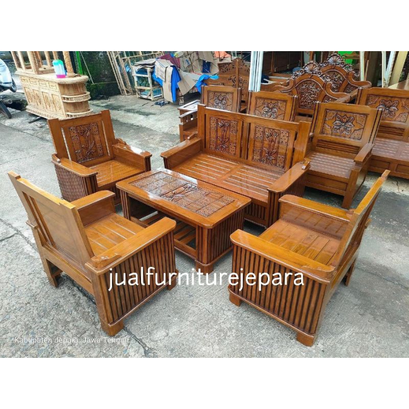 kursi tamu minimalis kayu jati asli, set kursi tamu minimalis kayu jati jepara