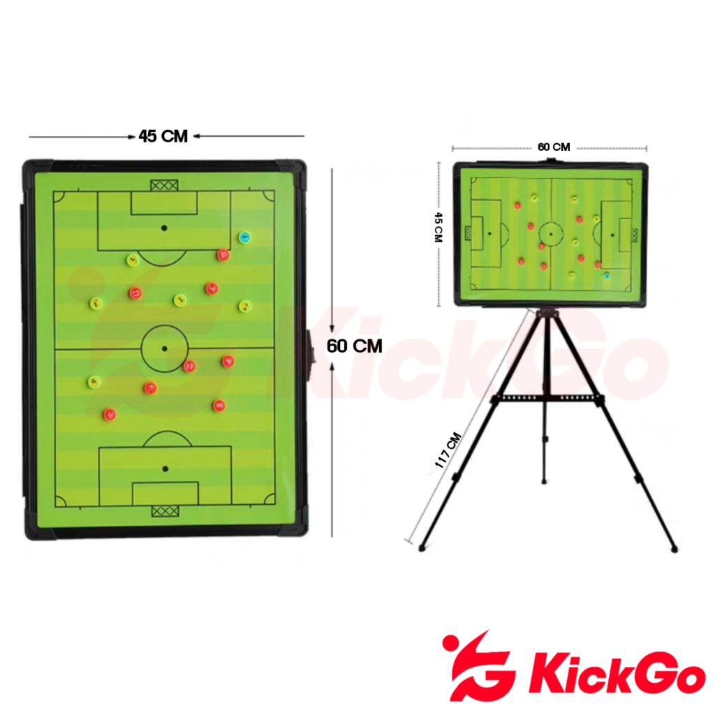 KickGo Papan Strategi Taktik Sepak Bola Magnetik Dengan Tripod dan Tas Tactic Soccer Football Board