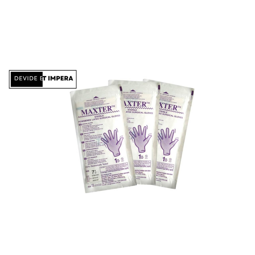 Sarung Tangan Bedah Steril MAXTER ukuran 7,5 / handscoon sepasang