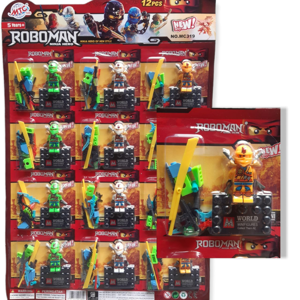 1 LEMBAR 12 PCS ROBOT ROBOMAN NINJA HERO NEW STYLE /ROBOT ROBOMAN PEMBALAP / ROBOT ROBOMAN NINJA / R