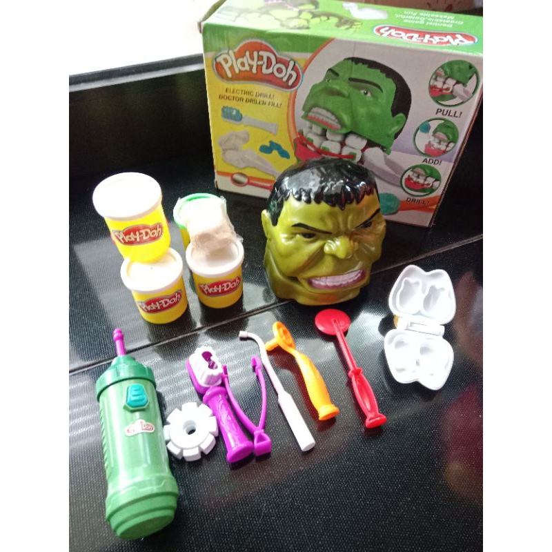 Mainan Anak Playdoh Hulk/Mainan Dokter Gigi Hulk Set Lengkap