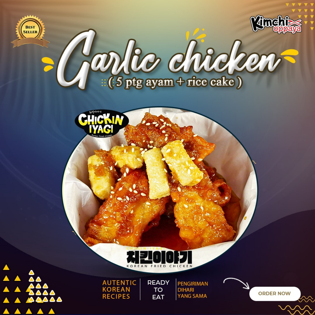 

Chickin Iyagi – Garlic Chicken 5 Potong | Ayam Fillet Tanpa Tulang, Gurih Wangi Bawang, Siap Makan