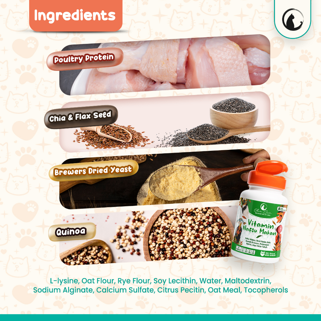 Olive Care Vitamin Kucing Paket BULU GEMBUL untuk Nafsu Makan, Badan Gemuk, Bulu Lebat, Gembul dan Cegah Rontok Image 5