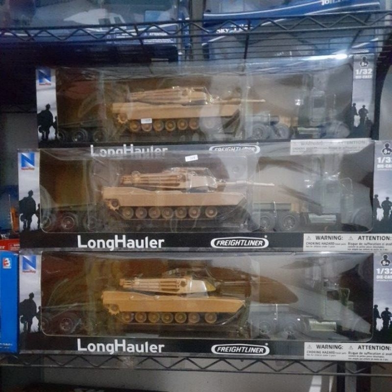 Diecast Miniatur Transporter Truck Truk Low Loader Tank Tempur 1:32 Murah