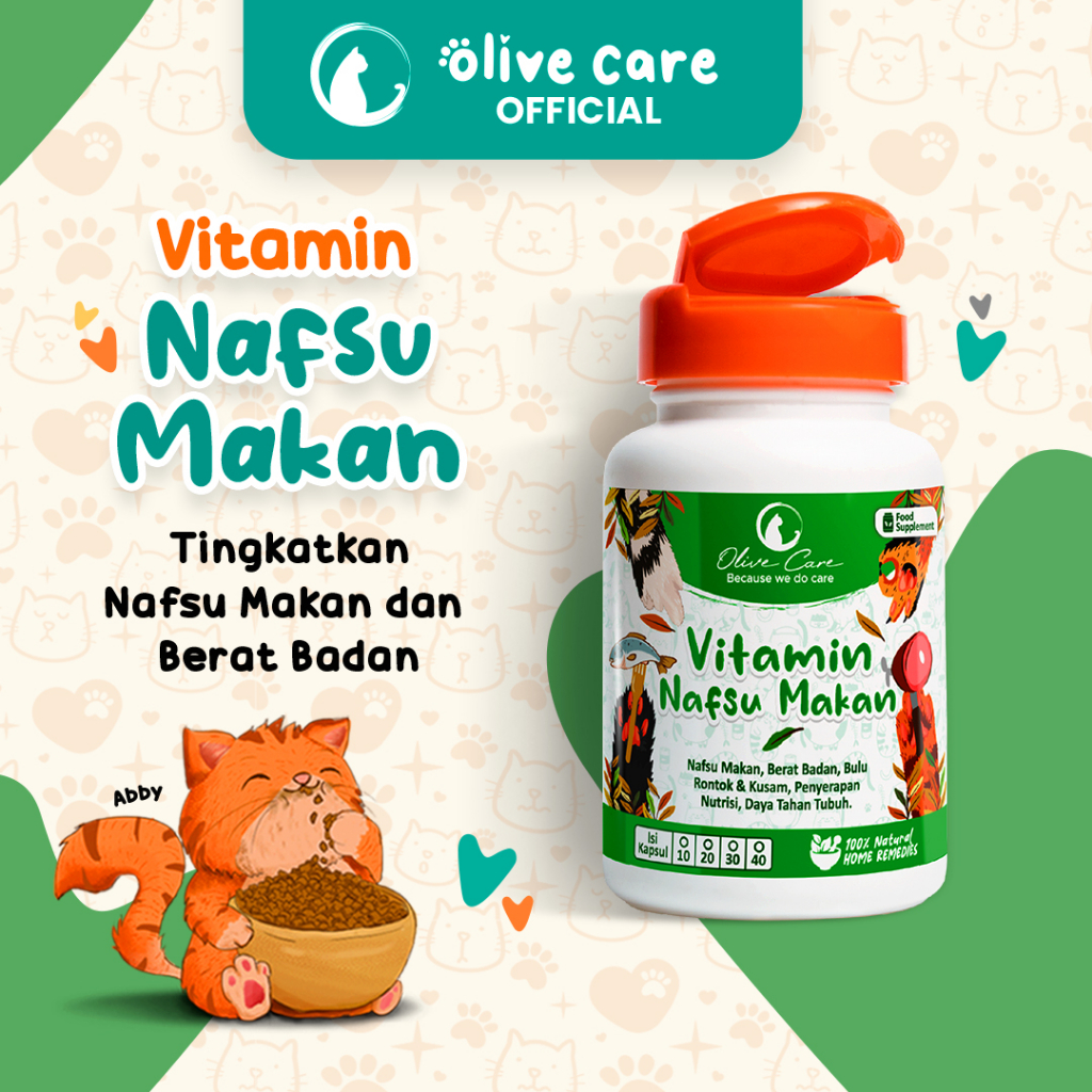 Foto Olive Care Vitamin Kucing NAFSU MAKAN untuk Nafsu Makan, Gemukin Badan, Bulu Rontok, Daya Tahan Tubuh dan Konstipasi