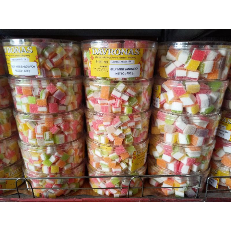 

Jelly Mini Sandwich Davronas 400 gram Toples / Oleh Oleh Magelang Temanggung Wonosobo Yogyakarta / Keripik Kerupuk Cemilan Snack