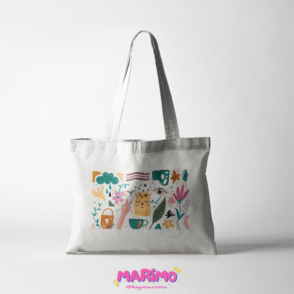 Marimo Ferra Tote Bag Kanvas Penutup Resleting