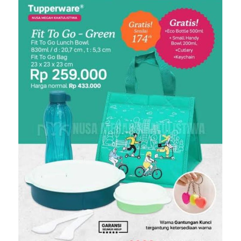 Fit To Go Green Lunch Bowl Tupperware