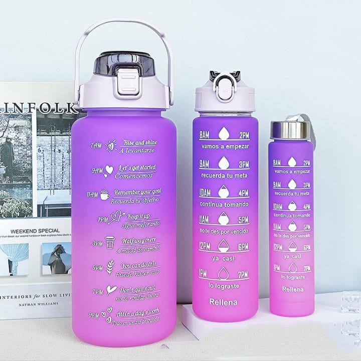 Botol Beranak Viral 3in1 Botol Air Minum Gradasi Premium Free Sticker dan Sedotan isi 2 Liter, 1000 