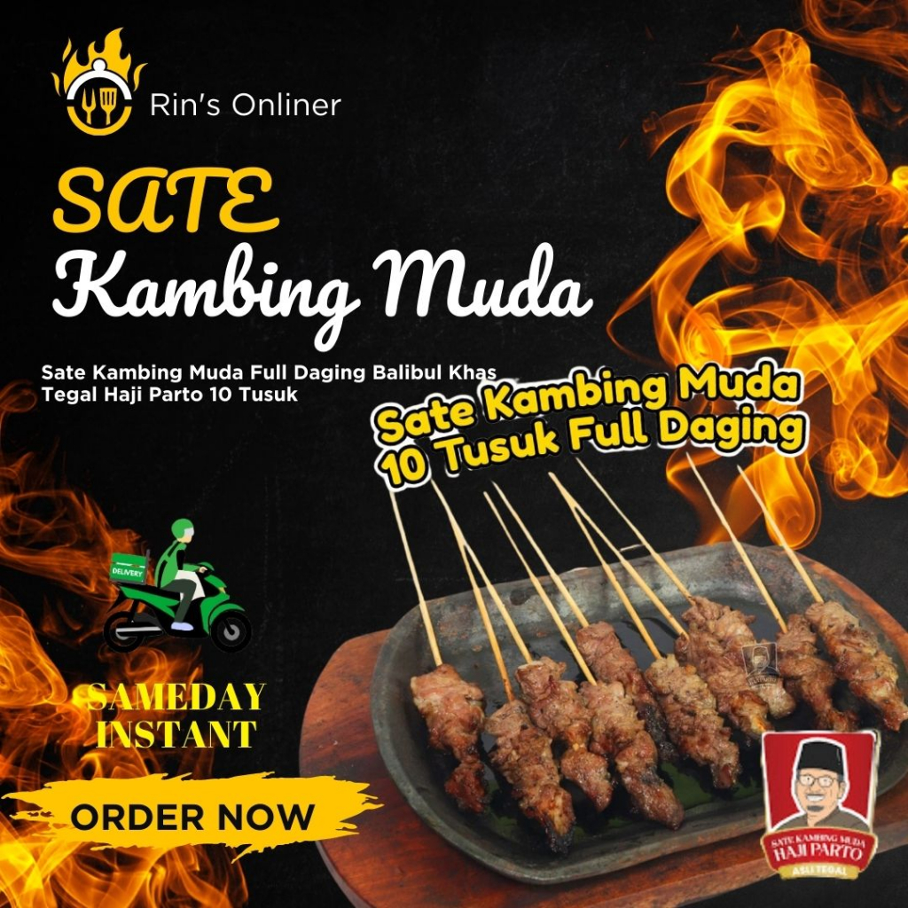 

Sate Kambing Muda Full Daging Balibul Khas Tegal Haji Parto 5 or 10 or 20 Tusuk