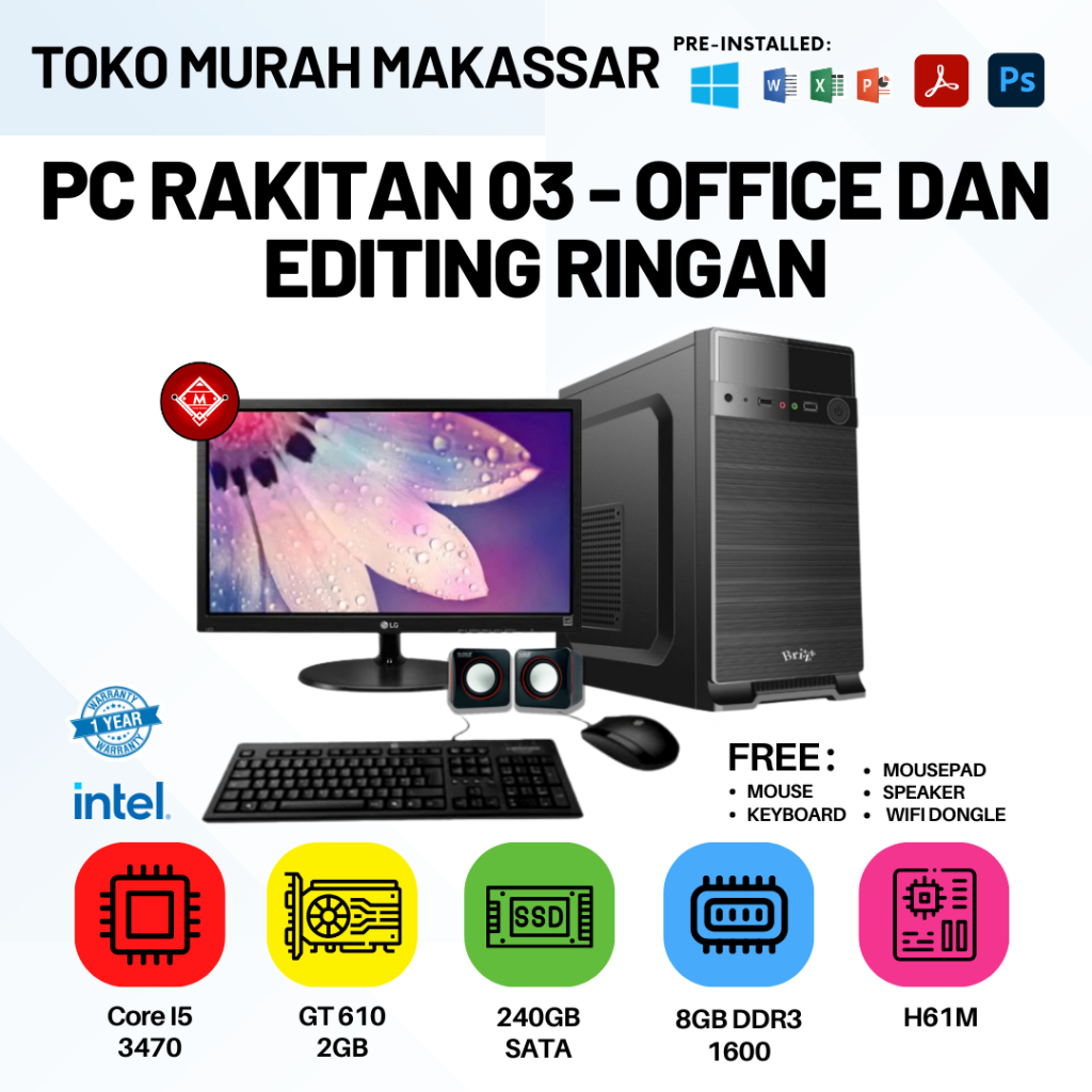 PC RAKITAN 03 - OFFICE DAN EDITING RINGAN / PC RAKITAN OFFICE & EDITING/PAKET RAKITAN PC OFFICE & ED