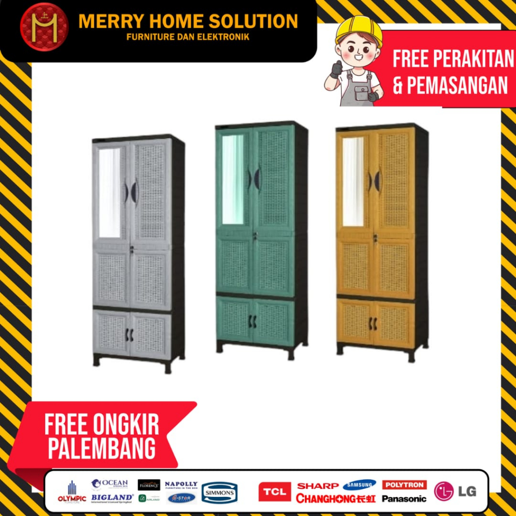 lemari pakaian napolly 2 pintu plastik / lemari baju plastik napolly - dus