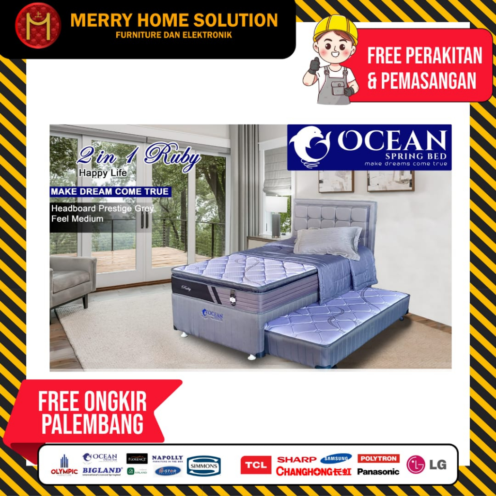 Springbed sorong 2in1 Ruby Ocean Matras Kasur Tingkat Bed Dorong Anak (mhs)