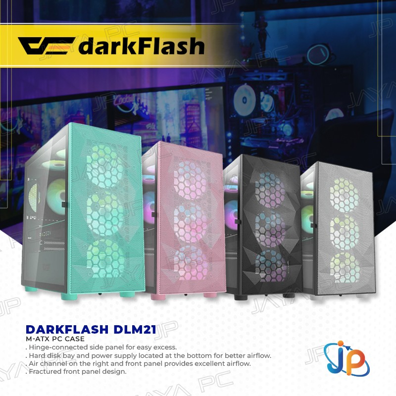 darkFlash DLM21 M-ATX PC CPU Case - Tempered Glass Casing