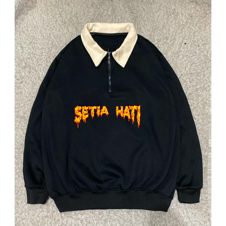 SWEATER RUGBY HALZIP TEKS SETIA HATI / HALZIP PRIA DISTRO | SWEATER PRIA HALFZIP BASIC PREMIUM | | S