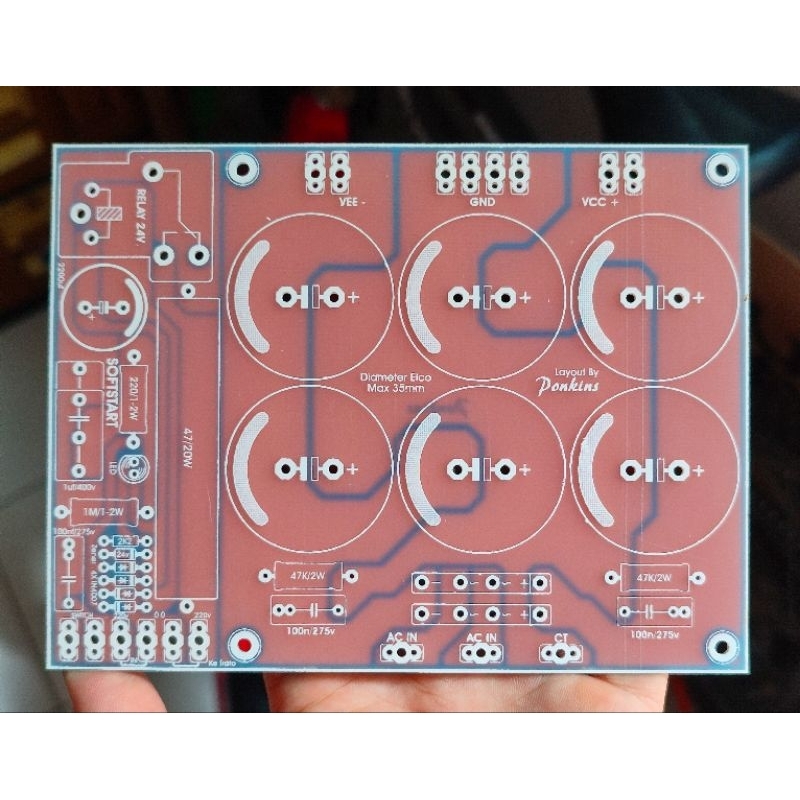 PCB PSU 6 elco + softstart fiber fr4