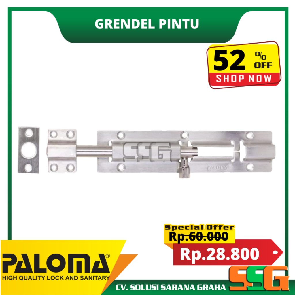 GRENDEL PINTU PALOMA BBP413 BARREL BOLT PALOMA LISBON 6" SSS