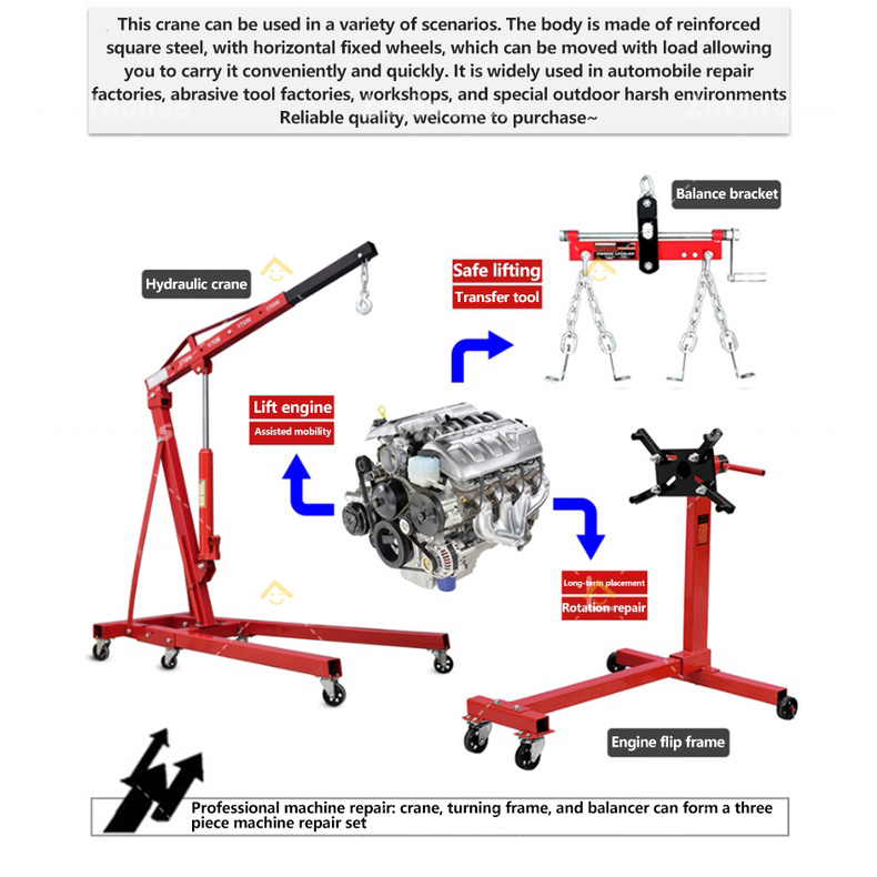 GOJEK Heavy Duty Hydraulic Engine Crane 2 TON 2T Jack Engine Crane Engine Jack Foldable Engine Crane