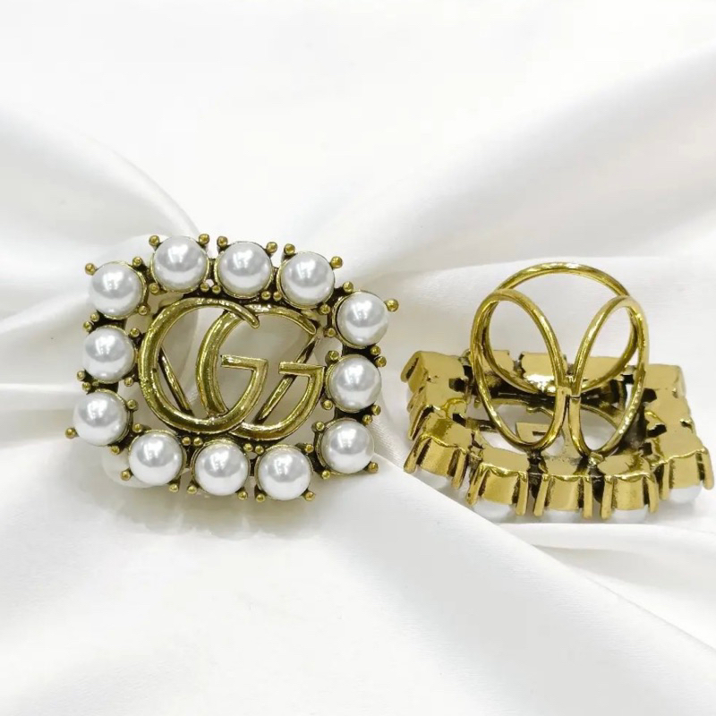 Ring Bros Ring Jilbab Gucci mutiara GG gold bakar