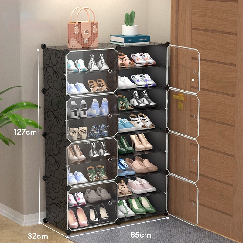 Rak Sepatu Tertutup Anti Debu 8 Layer Tebal Plastik Kotak Sepatu Portable Rak Sepatu Sandal
