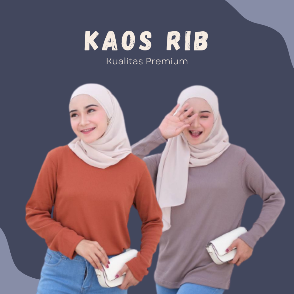Kaos Rib Premium Lengan Panjang/Kaos Polos Wanita