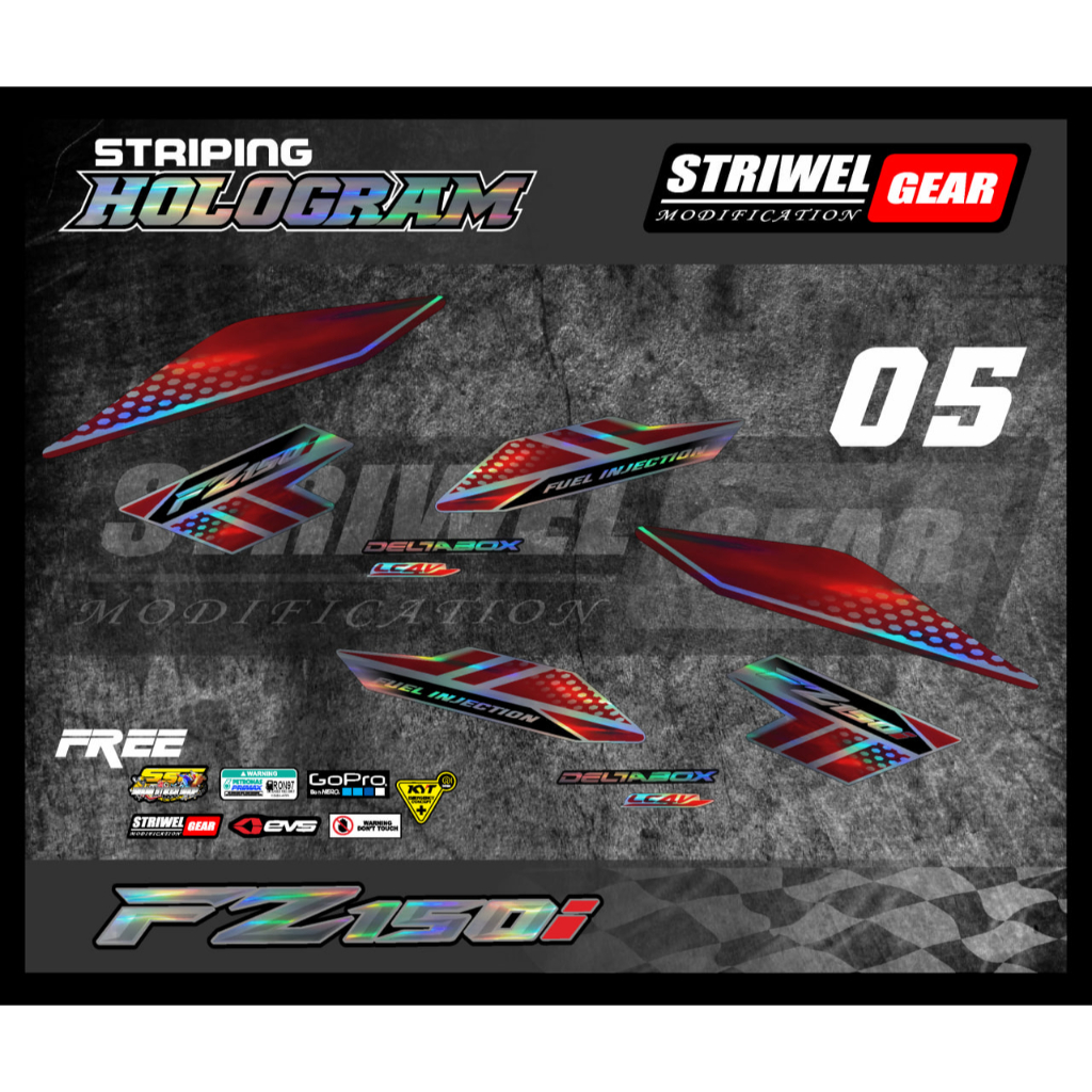 NVL Stiker List Striping Hologram Yamaha New Vixion Lightning/NVL Motif FZ150i 2014 Malaysia