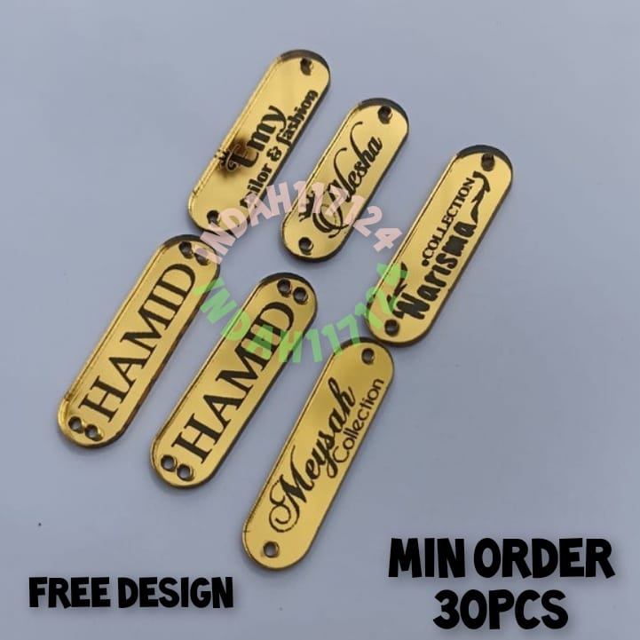 LABEL HIJAB AKRILIK MIRROR TULISAN HITAM / LABEL AKRILIK