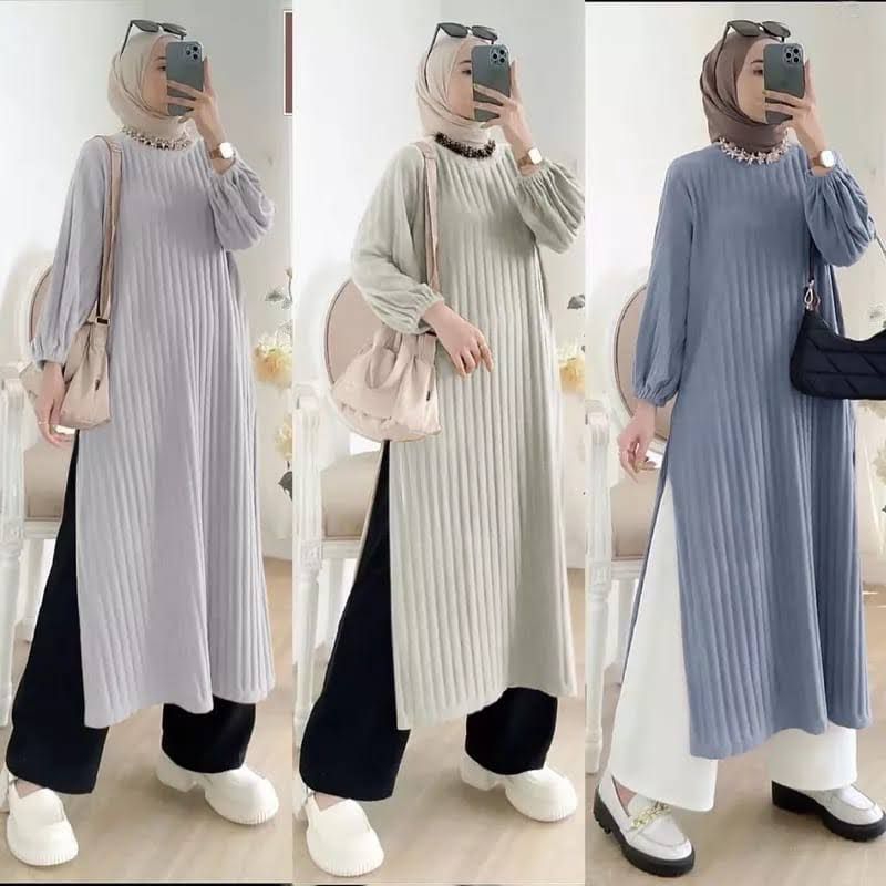 NABILA - LONG TUNIK KNIT HORNETS LD 100 110 120 130 140 150 TUNIK WANITA VIRAL