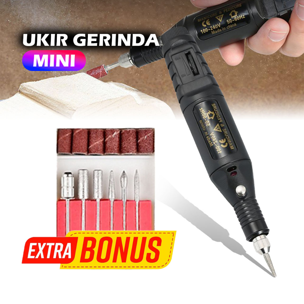Bor Mini Elektrik Set Mata Ukir Bor Tool Set Untuk Milling Poles - Mesin Mini Grinder Grafir Bor Pot