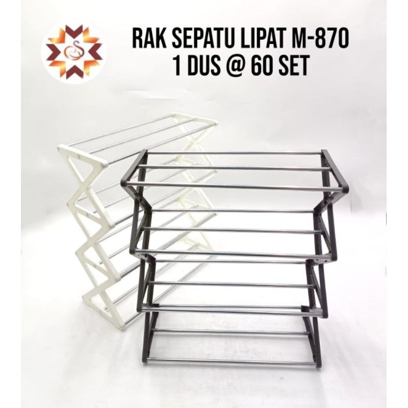 SHENAR RAK SEPATU SANDAL SUSUN 4 RAK ZIGZAG X RAK SEPATU LIPAT SUSUN 4