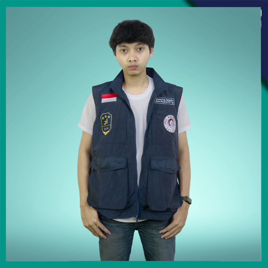 Jaket vest rompi motor jaket komunitas parasut Custom Bordir logo