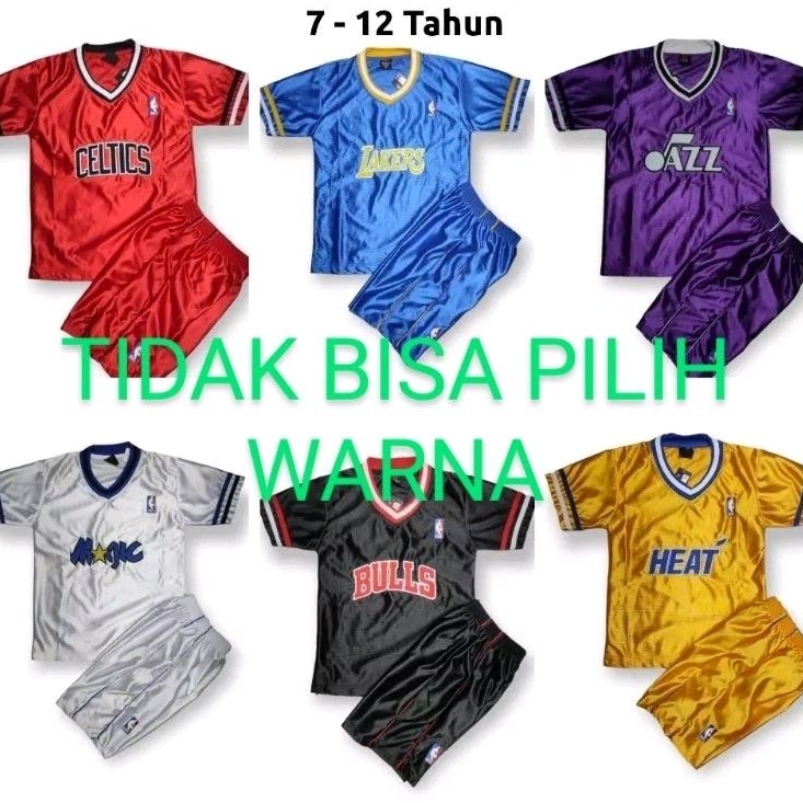 setelan basket anak model lengan jersey olahraga anak laki perempuan