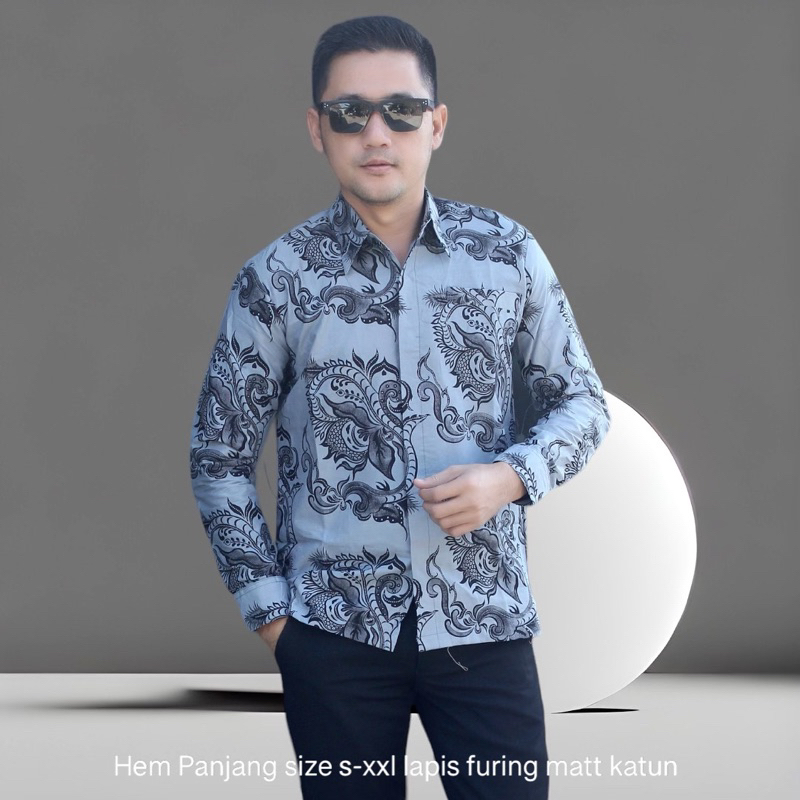 Batik Slimfit Lengan Panjang biru