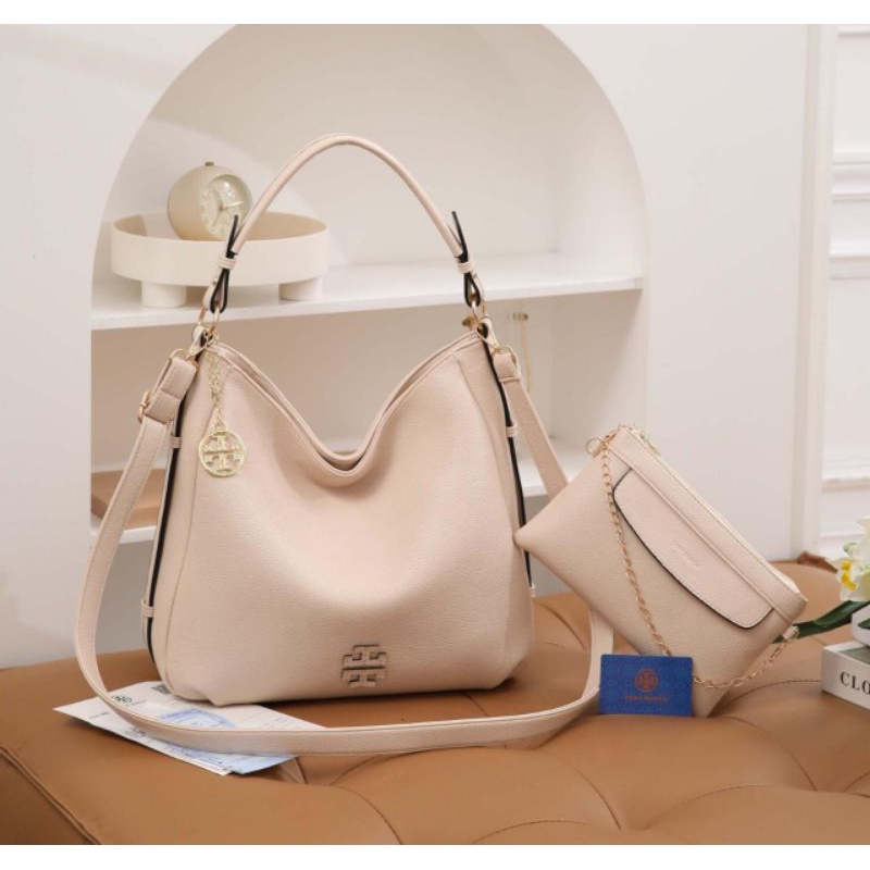 Tas wanita cantik impor Tory Burch Togo Leather Hobo Bag kualitas bagus murah