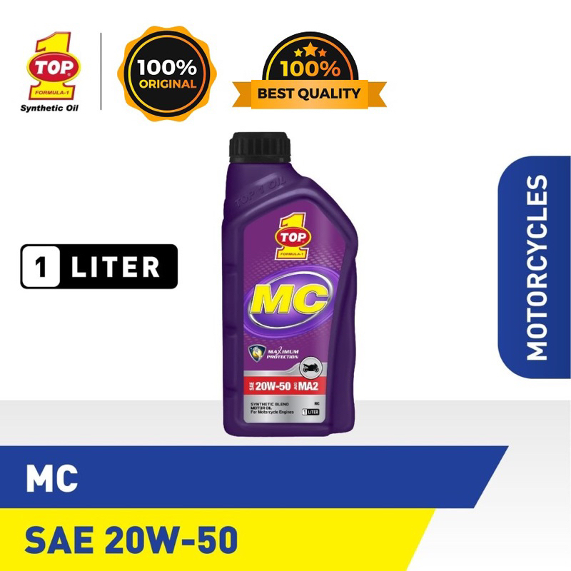 Oli TOP 1 MC 20W-50 | 1 Liter (Untuk Motor Gigi/Bebek)
