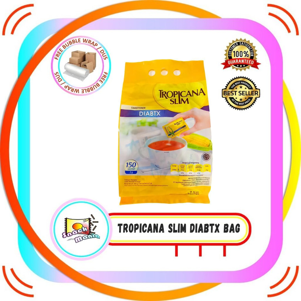 

Tropicana Slim Gula Sweetener Diabtx Bag 150 Sachets