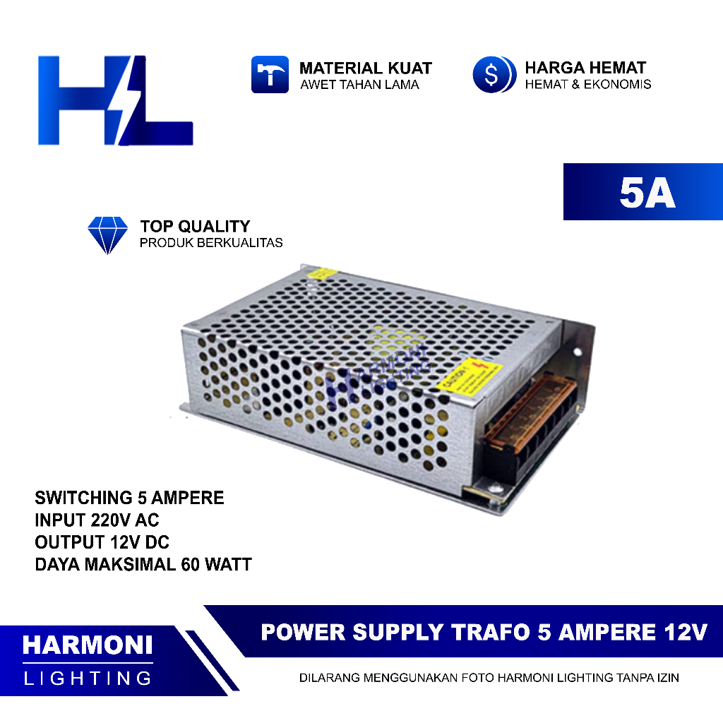 T2T Adaptor Power Supply 12V 5A Switching LED Trafo 5 Ampere RBU